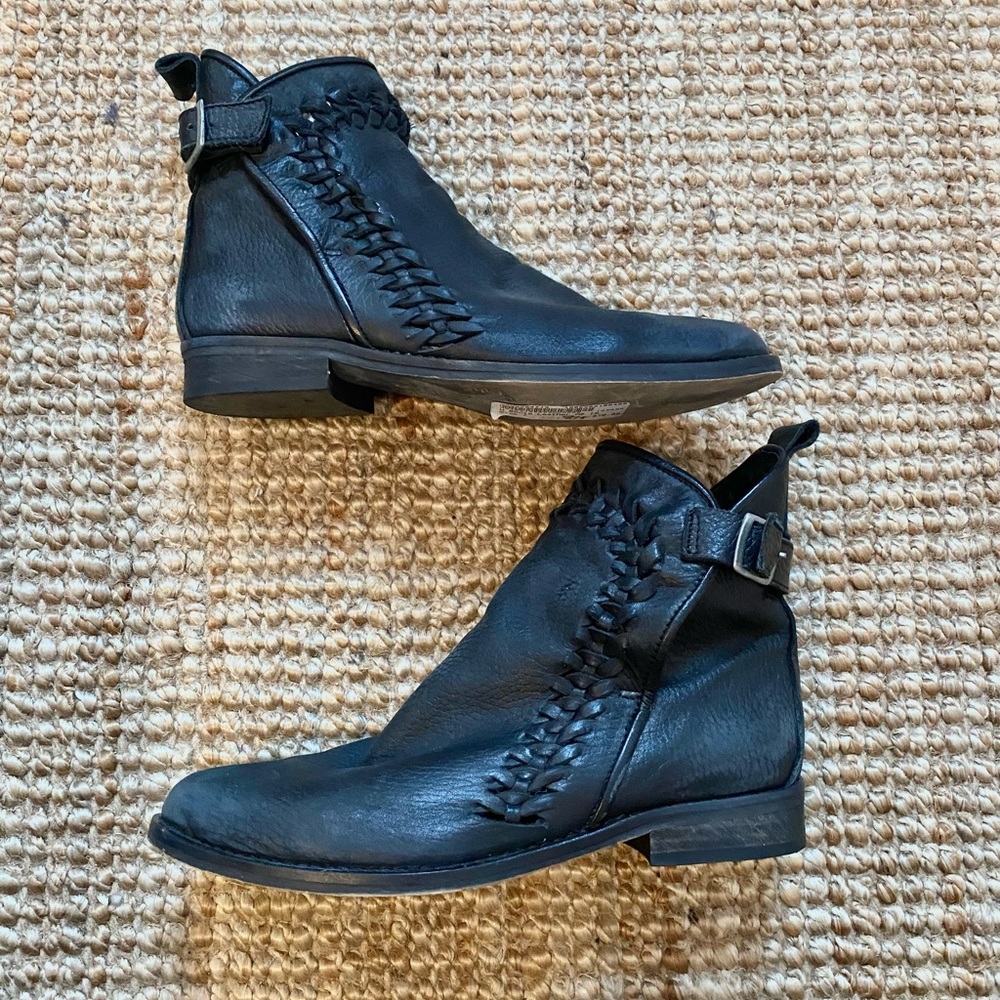 Free people leather buckle back boots